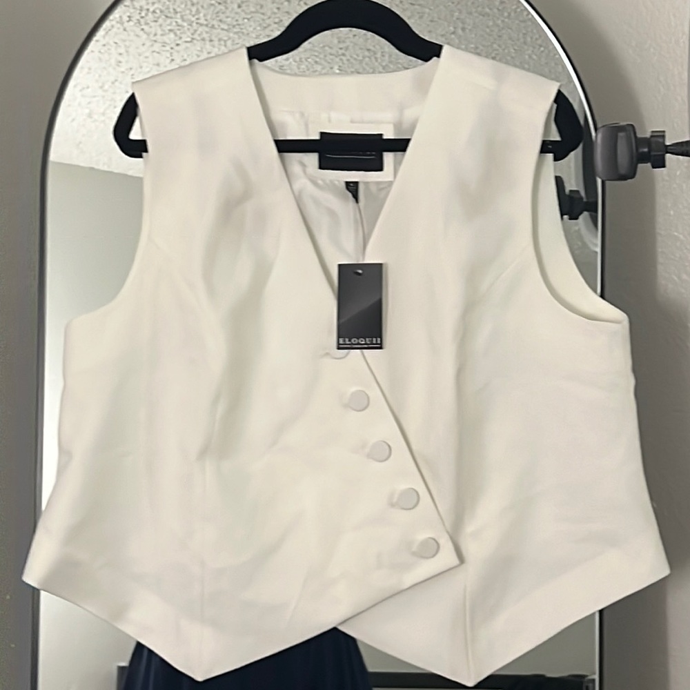 Eloquii White Button Up Vest